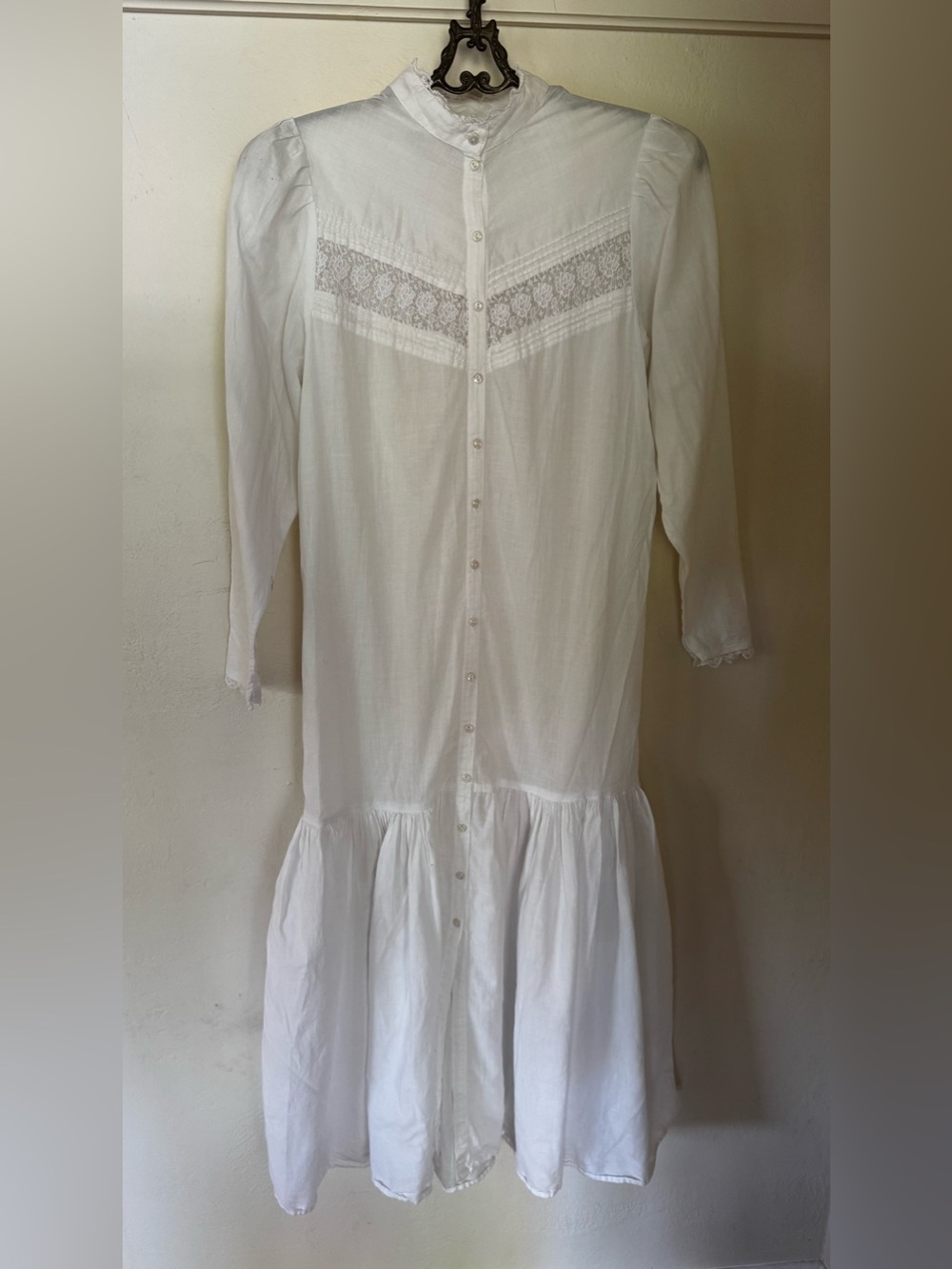 Eileen West for Queen Anne’s Lace Trim White Cotton Victorian Prairie Nightgown